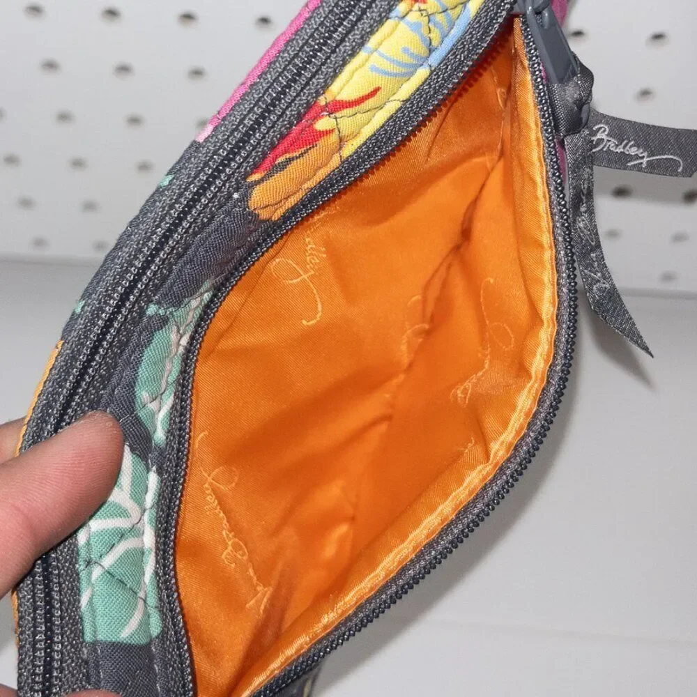 VERA BRADLEY - Colorful Peony Wristlet Wallet with a bright  Orange Interior - Picture 3 of 11